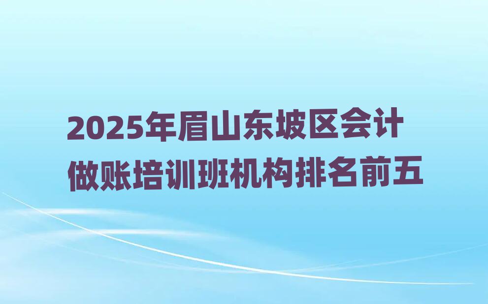2025年眉山東坡區(qū)會計做賬培訓班機構(gòu)排名前五