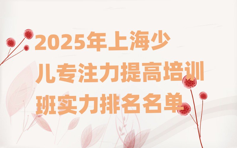2025年上海少兒專注力提高培訓(xùn)班實(shí)力排名名單