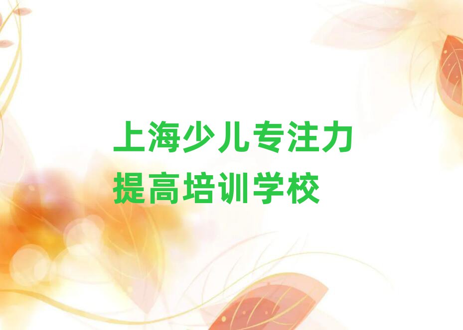上海嘉定區(qū)的少兒專注力提高課程輔導機構推薦一覽