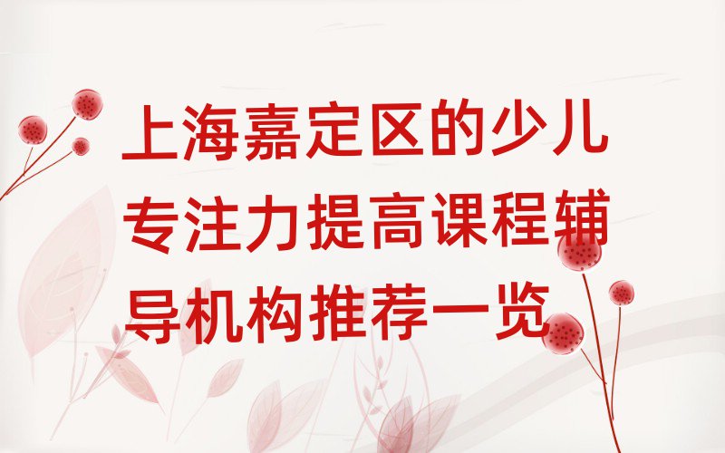 上海嘉定區(qū)的少兒專注力提高課程輔導機構推薦一覽