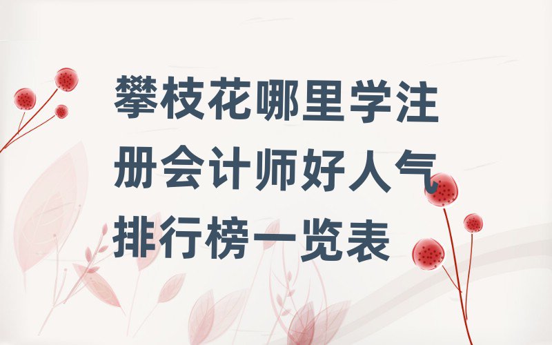 攀枝花哪里學(xué)注冊(cè)會(huì)計(jì)師好人氣排行榜一覽表