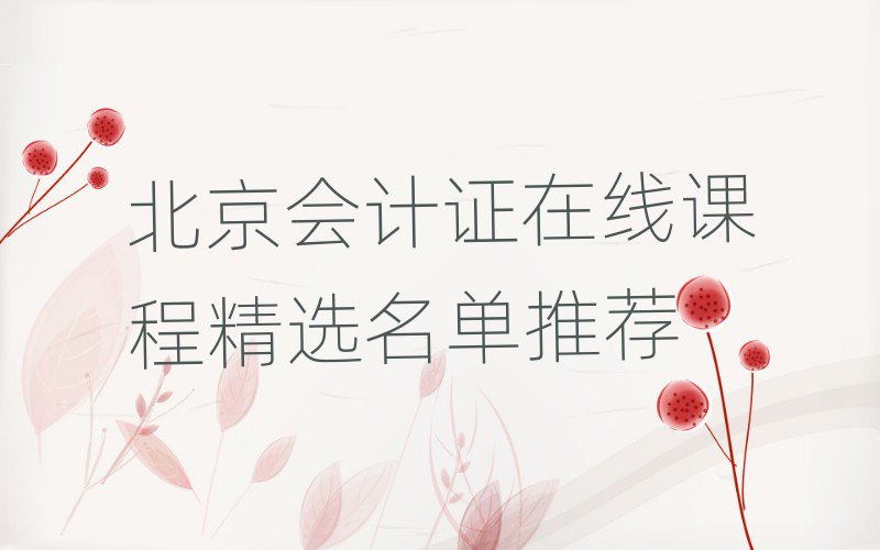 北京會(huì)計(jì)證在線課程精選名單推薦